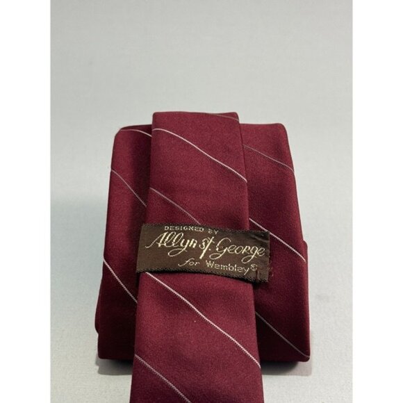 Allyn‎ St. George Maroon with Silver Stripes Neck Tie - Picture 5 of 5